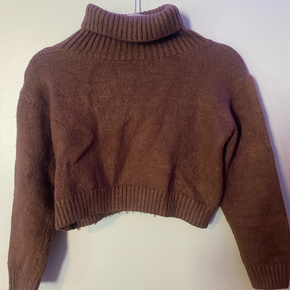 cropped brown sweater